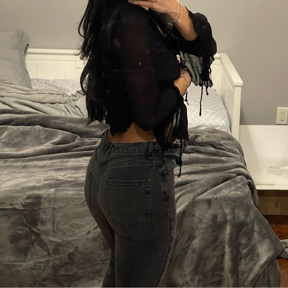 SOLD Zara long slit jeans - Picture 3 of 4